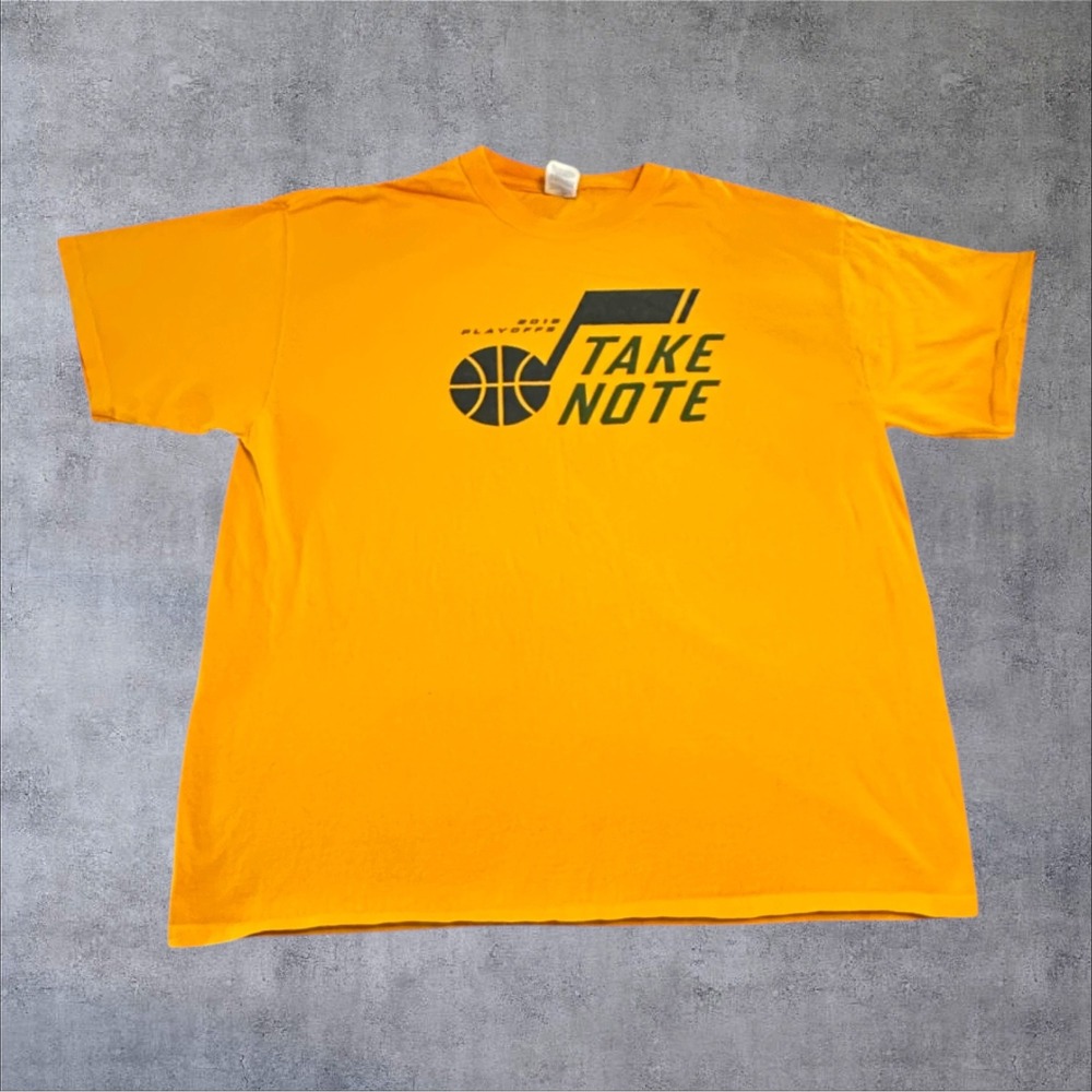 Port & Company T-Shirt Mens XL Yellow 2018 Utah Jazz NBA Playoffs Tee